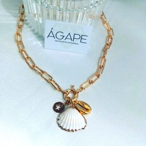 🆕Seashell laminated gold Necklace
